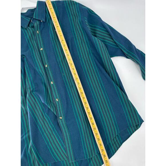 McGregor Classics Button Down Shirt Mens 2XL XXL Blue Green Striped Long Sleeves - Picture 15 of 16